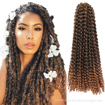 Wholesale Ombre Prelooped Passion Twist Water Wave Hair Synthetic Crochet Hair Braids Natural Passion Spring Twist For African